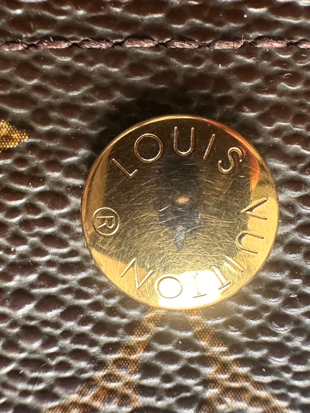 Louis Vuitton Brown and Gold Monogram Snap Wallet Detail - Picture 2 of 14